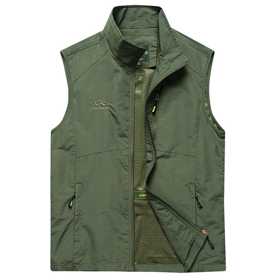Herren ultraleichte atmungsaktive Outdoor‑Trekkingweste mit Mesh‑Futter, Stehkragen und Mehrfach‑Reißverschlusstaschen Nord Taschen