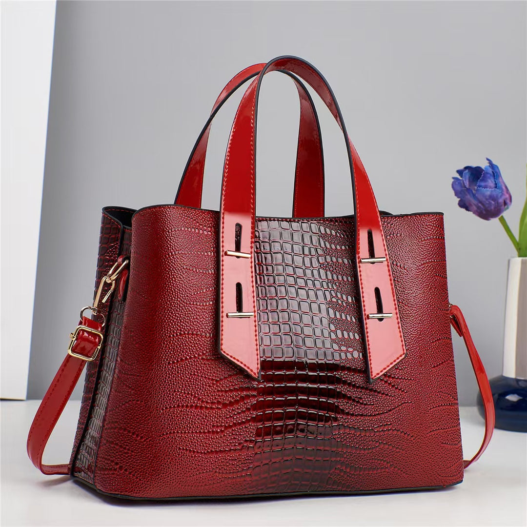 Damen hochwertige Handtasche mit strukturiertem Leder Nord Taschen