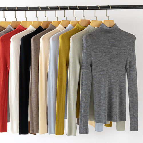 Damen Leichter Feinstrick-Rollkragenpullover mit fließender Passform Nord Taschen
