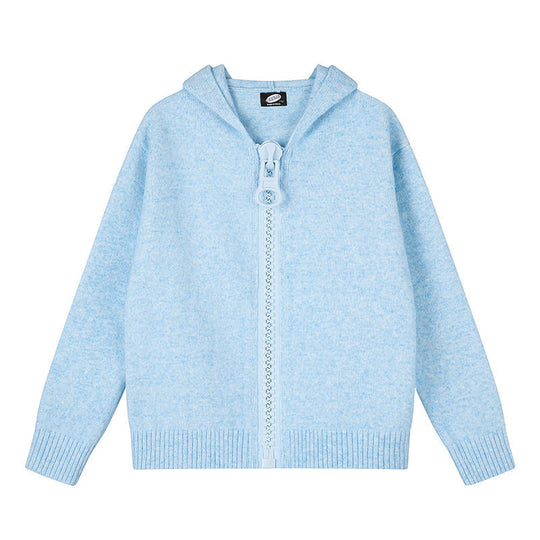 Damen Kapuzen-Strickjacke mit übergroßem Reißverschluss und softem Mohair-Mix Nord Taschen