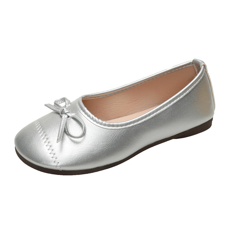 Damen Ballerina-Schuhe mit zierlichem Schleifenakzent und eleganter Oberfläche
