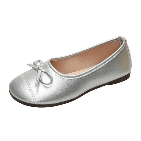 Damen Ballerina-Schuhe mit zierlichem Schleifenakzent und eleganter Oberfläche