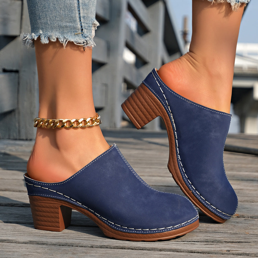 Damen Elegante Clogs aus hochwertigem Wildleder mit komfortablem Blockabsatz