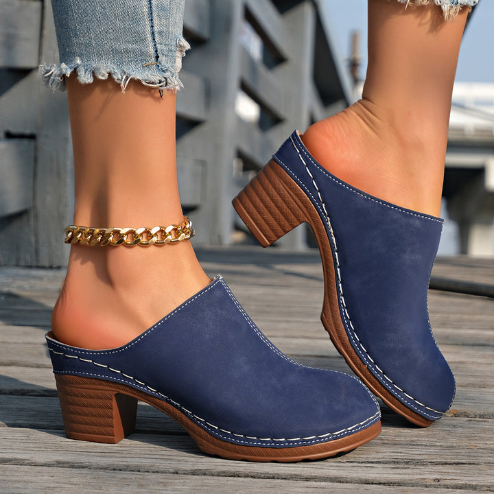 Damen Elegante Clogs aus hochwertigem Wildleder mit komfortablem Blockabsatz