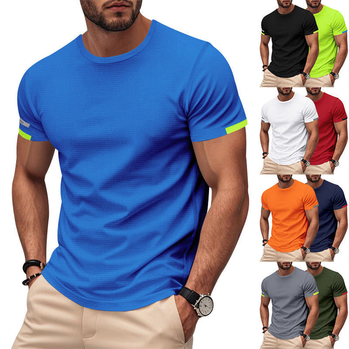 Herren nan athletisches Kurzarm Baumwolljersey T-Shirt mit Rundhalsausschnitt und reflektierenden Ärmeldetails