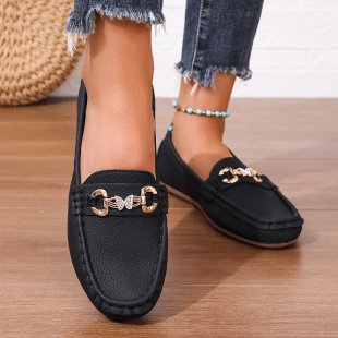 Damen nan elegante Mokassin-Slipper mit Zierkettchen und gepolstertem Komfortfußbett Nord Taschen