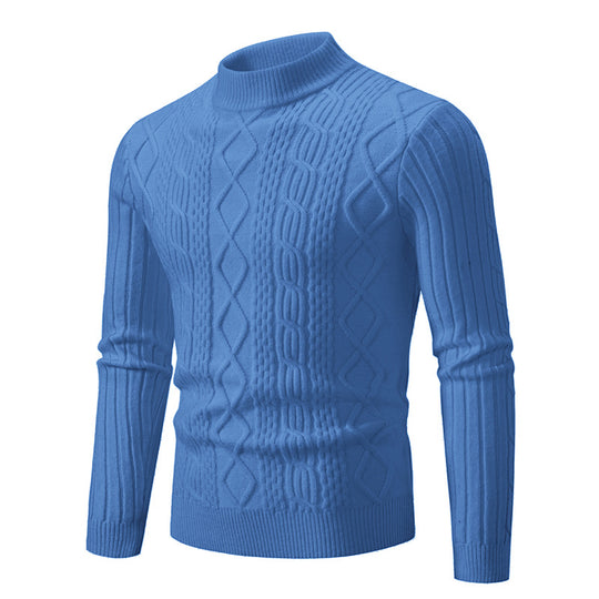 Herren Strukturierter Mockneck-Zopfstrickpullover Nord Taschen