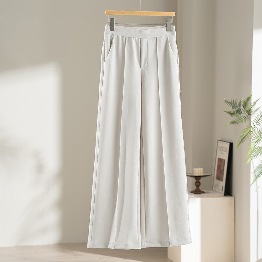 Damen Weite Palazzo-Hose aus Ponte-Jersey mit elastischem Komfortbund und Bügelfalte Nord Taschen