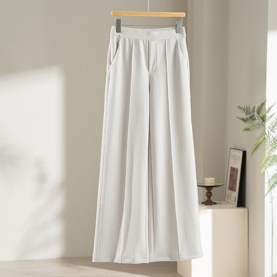 Damen Weite Palazzo-Hose aus Ponte-Jersey mit elastischem Komfortbund und Bügelfalte Nord Taschen