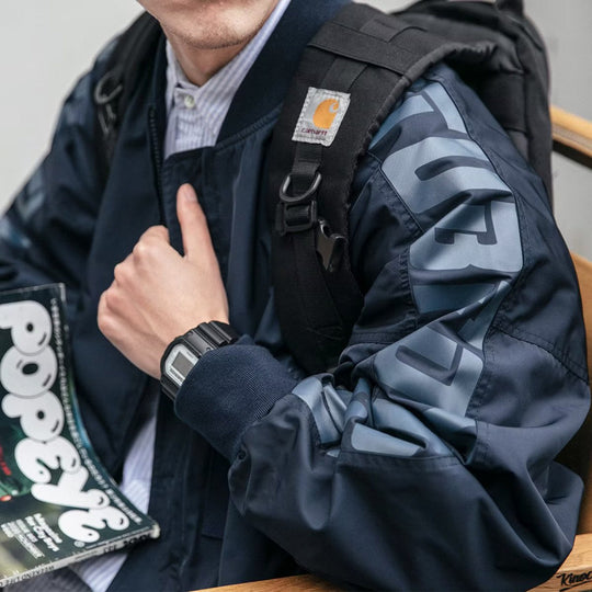 Unisex Leichte Oversize-Bomberjacke aus Nylon mit reflektierenden Ärmeln und Rippbündchen Nord Taschen