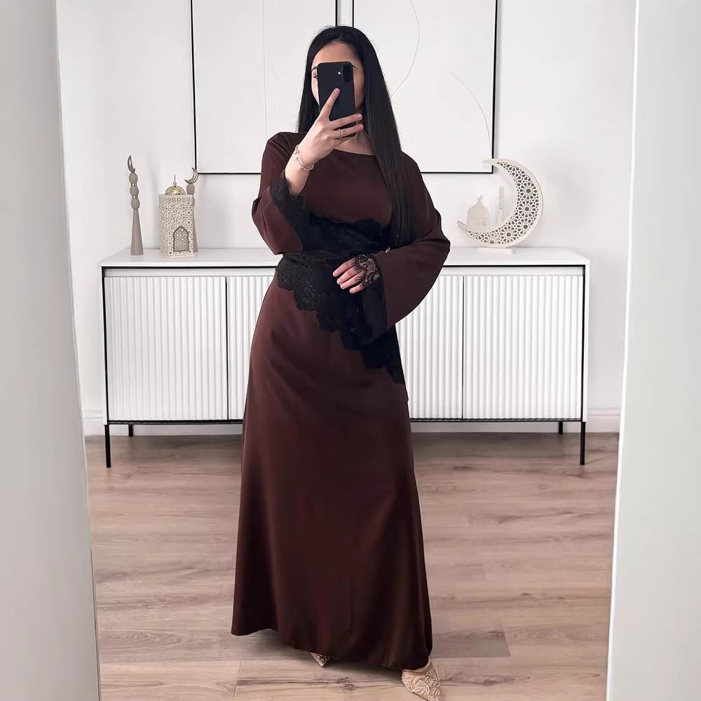 Damen Lagenlook-Spitzen-Tunika mit Bindegürtel und asymmetrischem Saum Nord Taschen