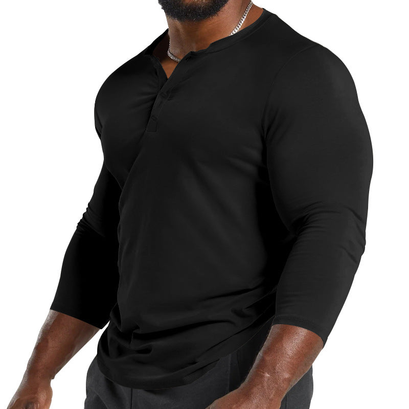 Herren Longsleeve Henley aus leichter Baumwollmischung Nord Taschen