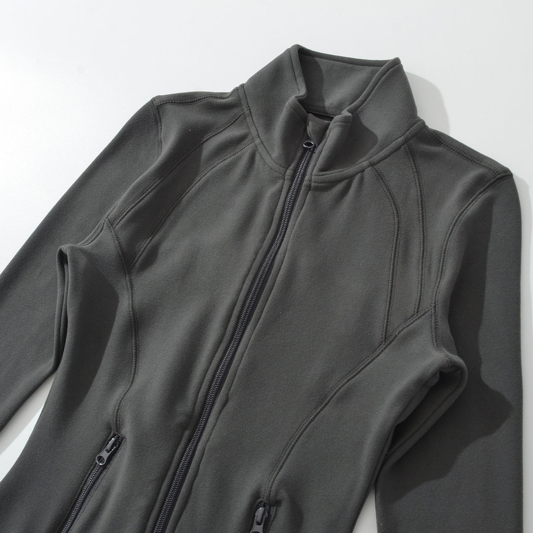 Damen Taillierte Funktions-Fleecejacke mit Stehkragen und formgebenden Teilungsnähten Nord Taschen