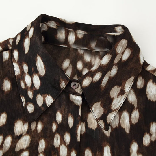Damen Seidenähnliche Hemdbluse mit Tupfen-Print und verdeckter Knopfleiste Nord Taschen