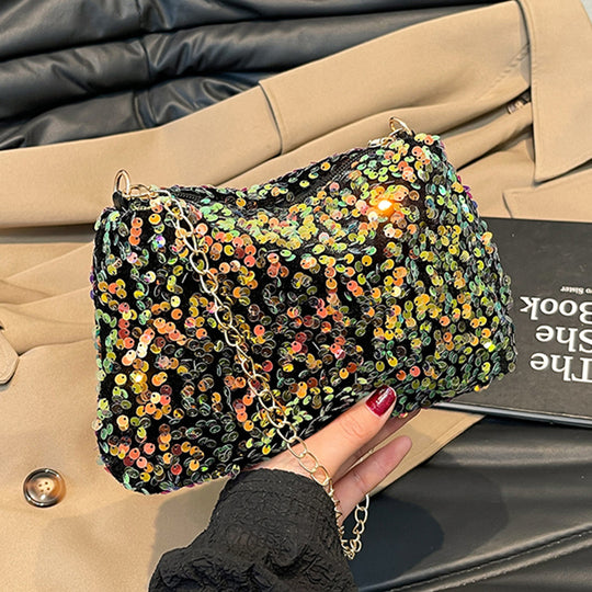 Damen Clutch-Tasche mit funkelnden Pailletten und praktischem Schulterriemen Nord Taschen