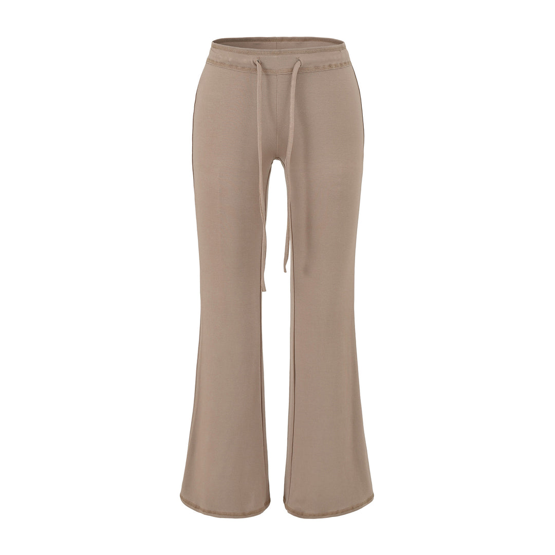 Damen Fließende Jersey-Hose mit hohem Bund, Kordelzug und ausgestelltem Bein Nord Taschen