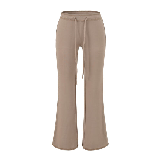 Damen Fließende Jersey-Hose mit hohem Bund, Kordelzug und ausgestelltem Bein Nord Taschen