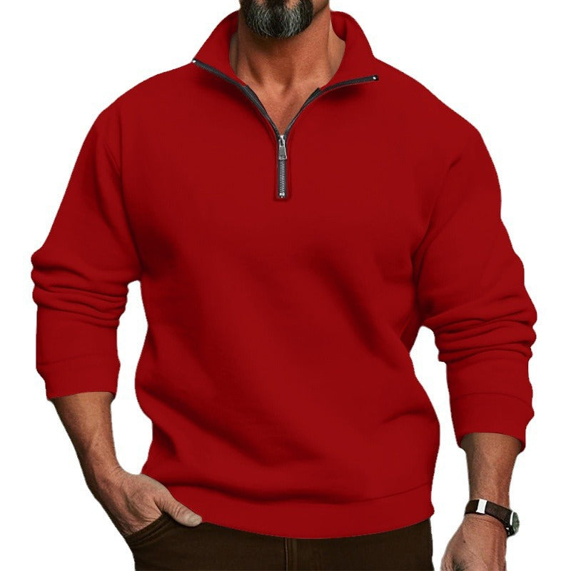 Herren Komfort-Halbzip-Sweatshirt aus French-Terry mit Stehkragen Nord Taschen