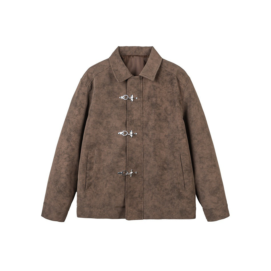 Unisex Kurz geschnittener Blouson in Wildlederoptik mit markanten Knebelverschlüssen Nord Taschen
