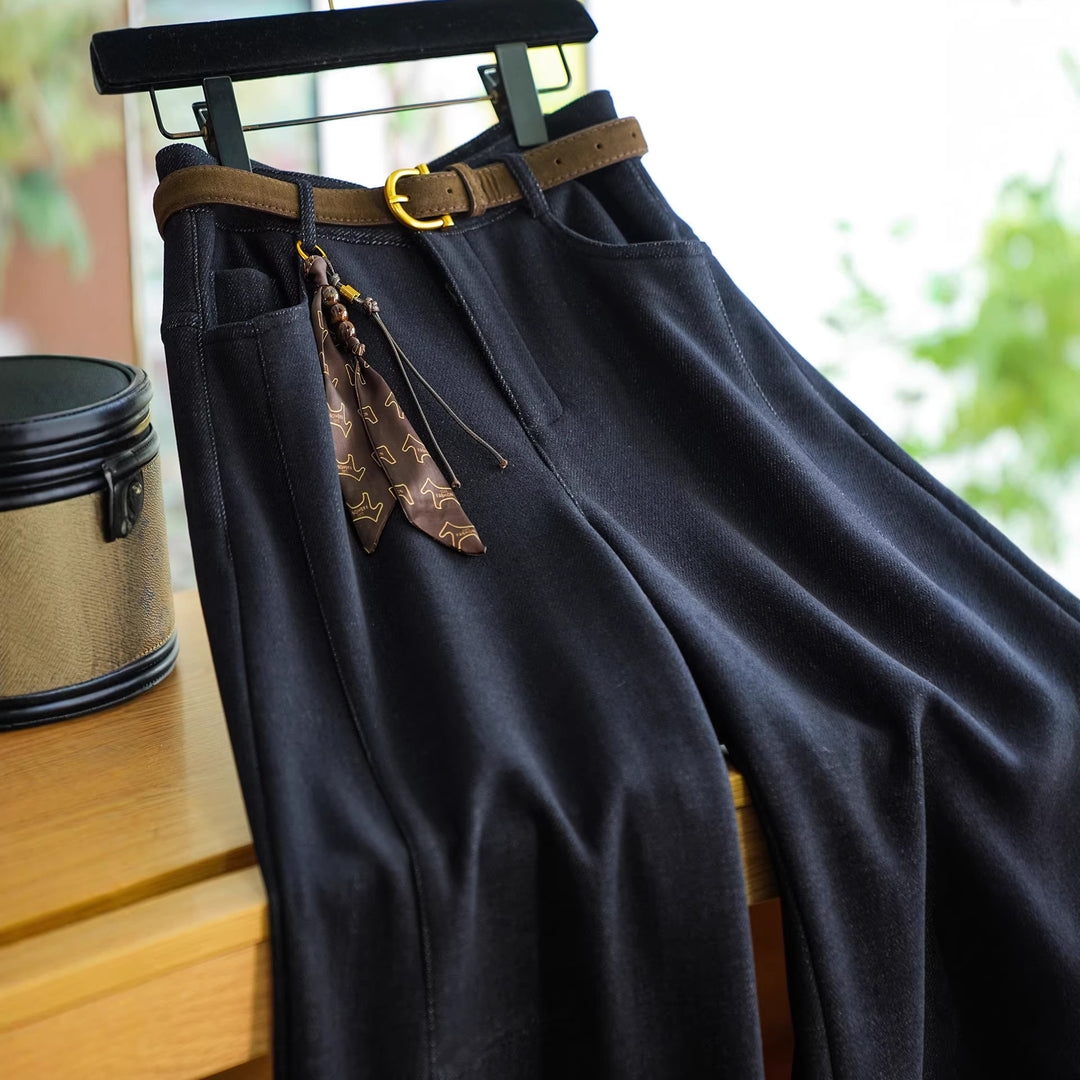 Damen Bequeme und modische Hose mit Gürtel Nord Taschen
