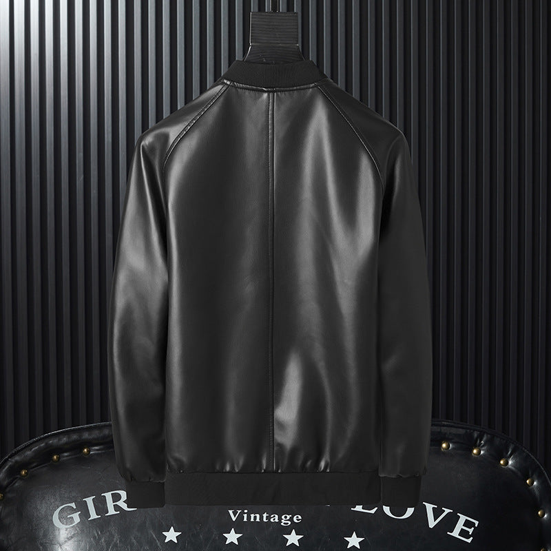 Herren schlanker Kunstleder-Bomber im minimalistischen Aviator‑Look mit geripptem Saum Nord Taschen
