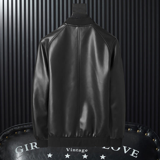 Herren schlanker Kunstleder-Bomber im minimalistischen Aviator‑Look mit geripptem Saum Nord Taschen