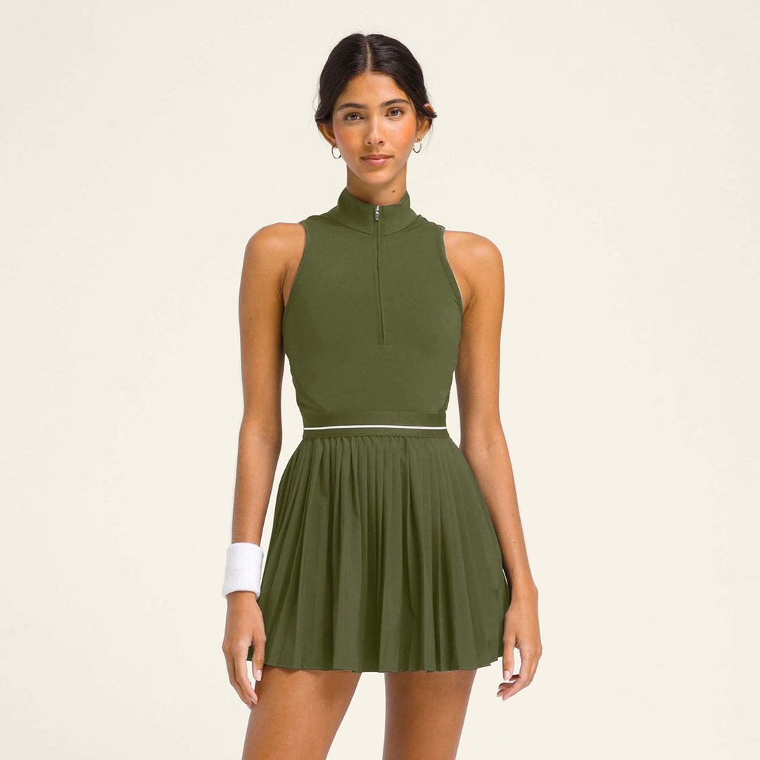 Damen Sportliches Kleid mit hochgeschlossenem Kragen und Reißverschluss Nord Taschen