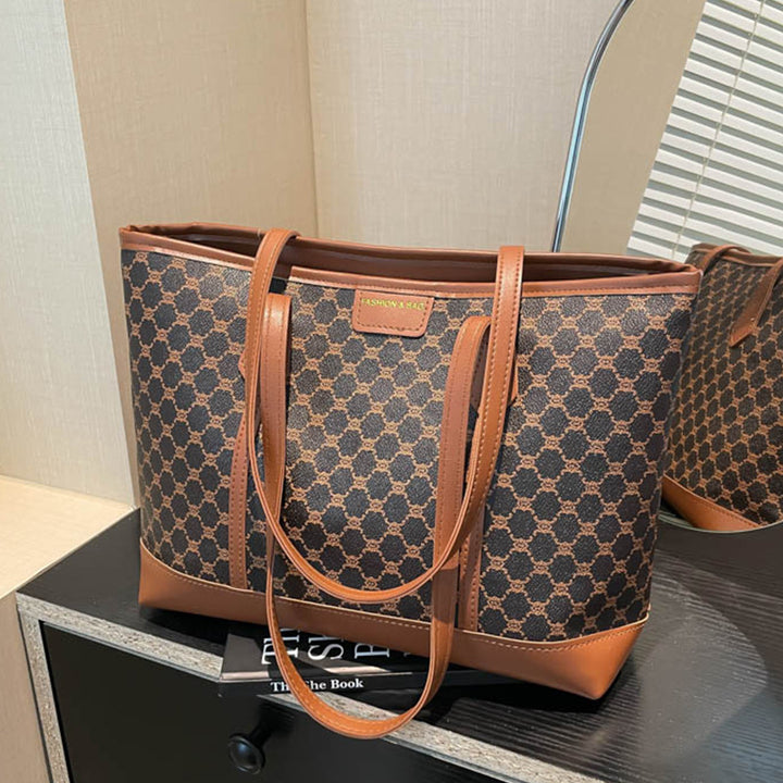 Damen Tragetasche mit stilvollem Print und eleganten Ledergriffen Nord Taschen