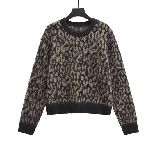 Damen Grobstrick-Pullover mit Leo-Jacquard, weichem Flor und Rundhals Nord Taschen