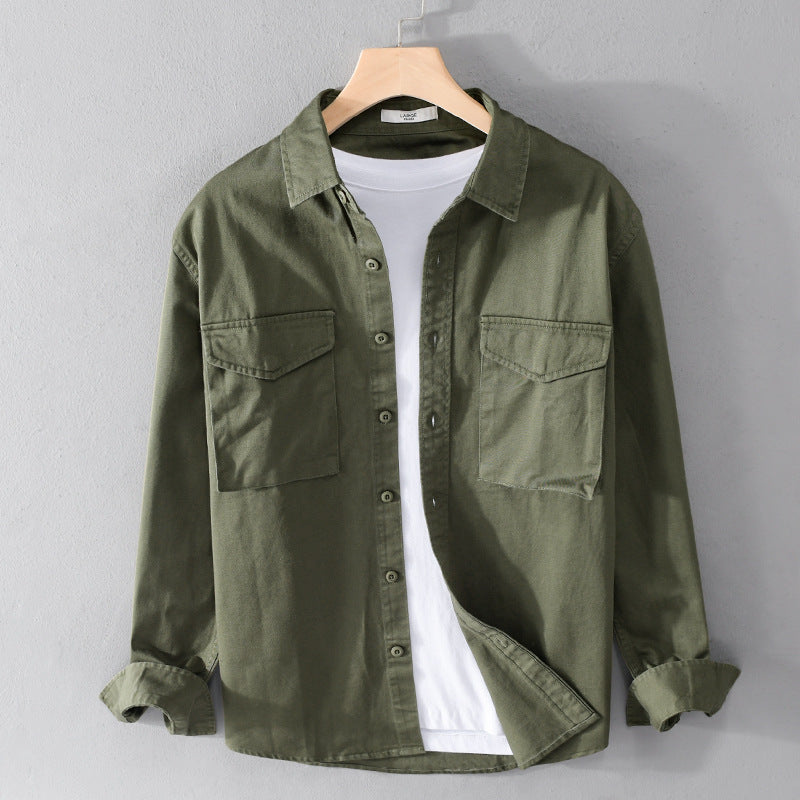 Herren Robustem Baumwoll-Twill Overshirt mit aufgesetzten Brusttaschen und Relaxed-Fit Nord Taschen