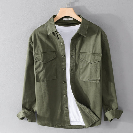 Herren Robustem Baumwoll-Twill Overshirt mit aufgesetzten Brusttaschen und Relaxed-Fit Nord Taschen