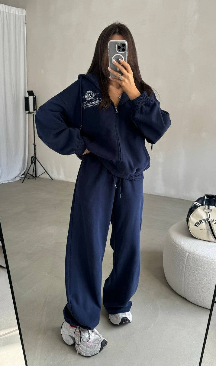 Damen Weiches Oversize-Kapuzen-Sweatjacken-Set mit weiter Jogginghose Nord Taschen