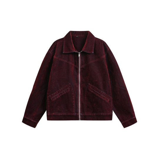 Unisex Boxy-Blousonjacke aus Velours-Suede-Optik mit durchgehendem Reißverschluss und Pattentaschen Nord Taschen