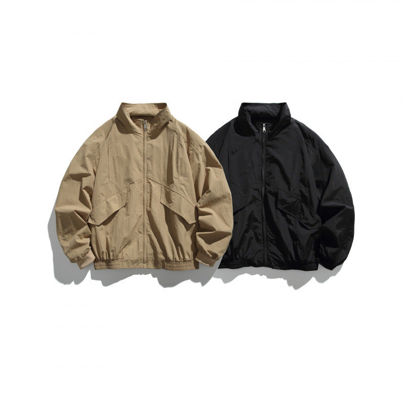 Unisex Leichte Nylon‑Bomberjacke mit Stehkragen, durchgehendem Reißverschluss und elastischem Saum Nord Taschen