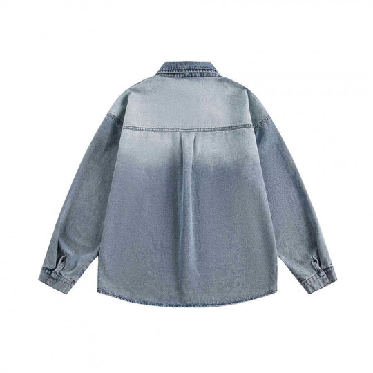 Unisex Oversize-Denimhemd mit verwaschener Optik und Brusttasche Nord Taschen