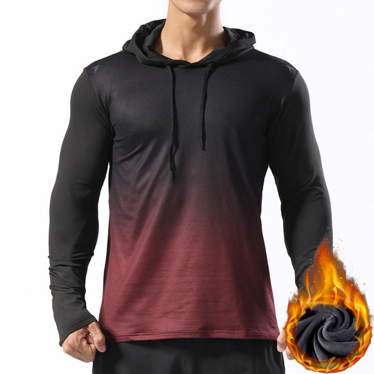 Herren Thermo-Langarm-Hoodie aus Funktionsstretch mit Kapuze, Daumenloch & feuchtigkeitsregulierender Fütterung Nord Taschen