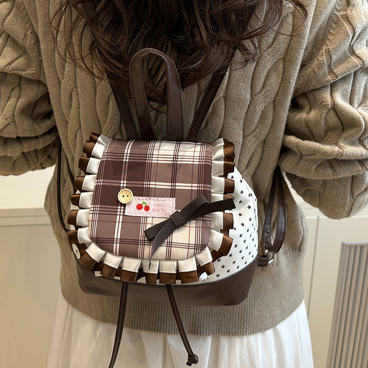 Damen Rucksack mit kreativem Karomuster und verspielten Details Nord Taschen