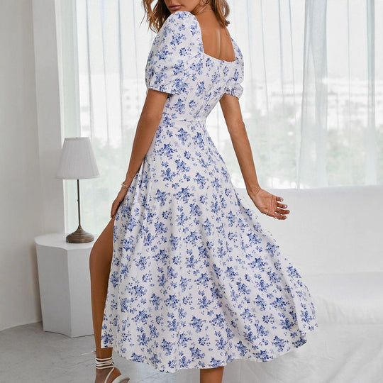Damen Maxikleid mit schulterfreier Taillierung und Rüschendetails