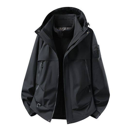 Herren modulare wasserdichte Outdoorjacke mit herausnehmbarer Fleece-Innenjacke, Kapuze und Reißverschlusstaschen Nord Taschen