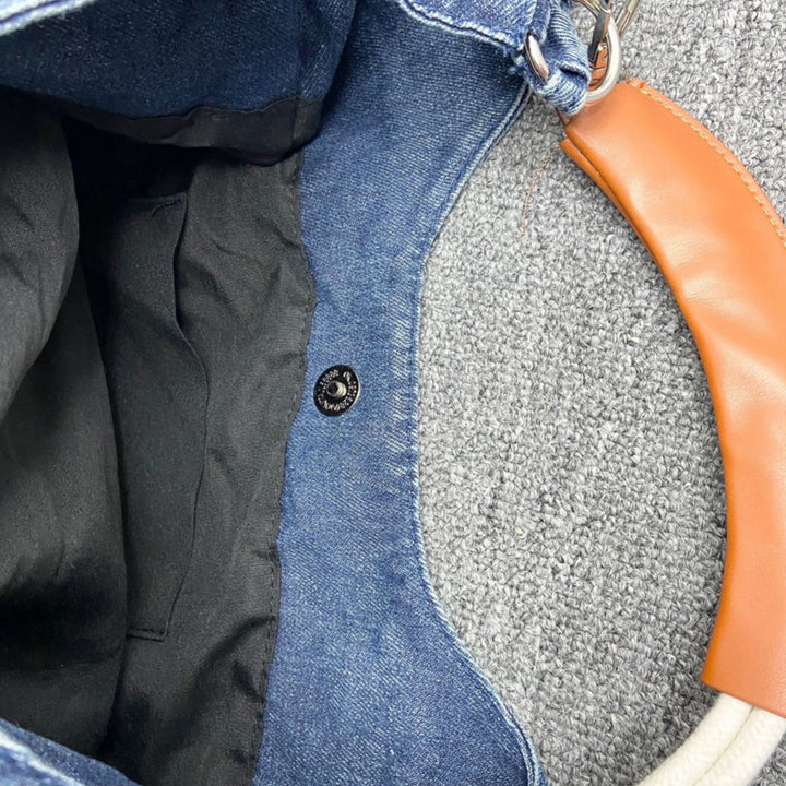 Damen Hobo-Tasche aus strukturiertem Denim mit robustem Ledergriff Nord Taschen