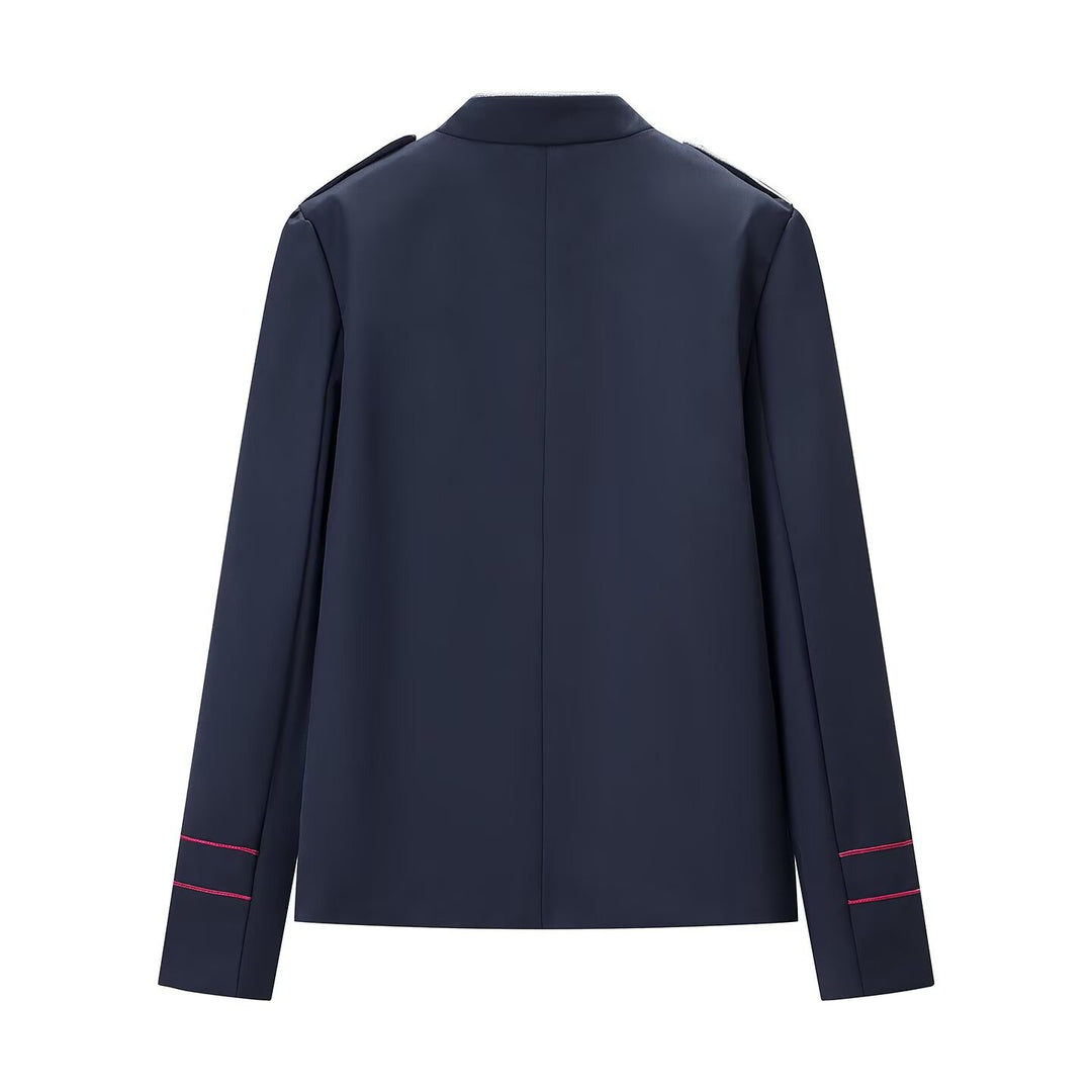 Damen Militärblazer mit Stehkragen, goldener Zierknopfreihe und Kordelbesatz Nord Taschen