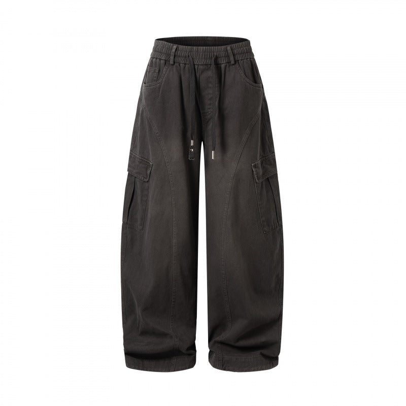 Damen Weite Cargo-Hose mit Tunnelzugbund, aufgesetzten Pattentaschen und weitem Bein Nord Taschen