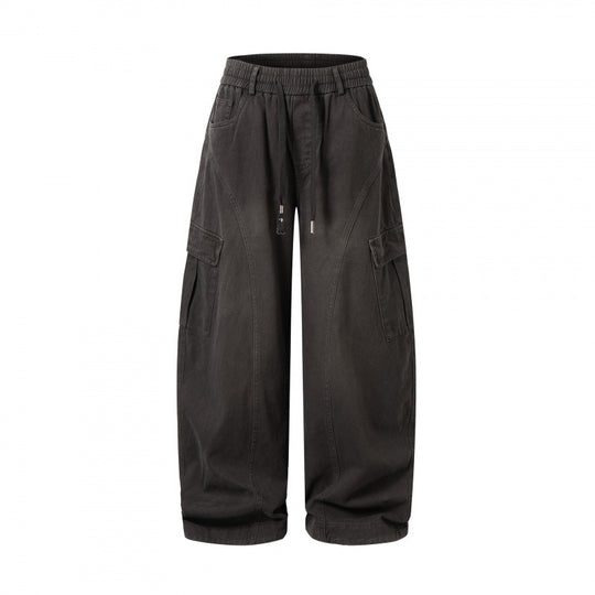 Damen Weite Cargo-Hose mit Tunnelzugbund, aufgesetzten Pattentaschen und weitem Bein Nord Taschen