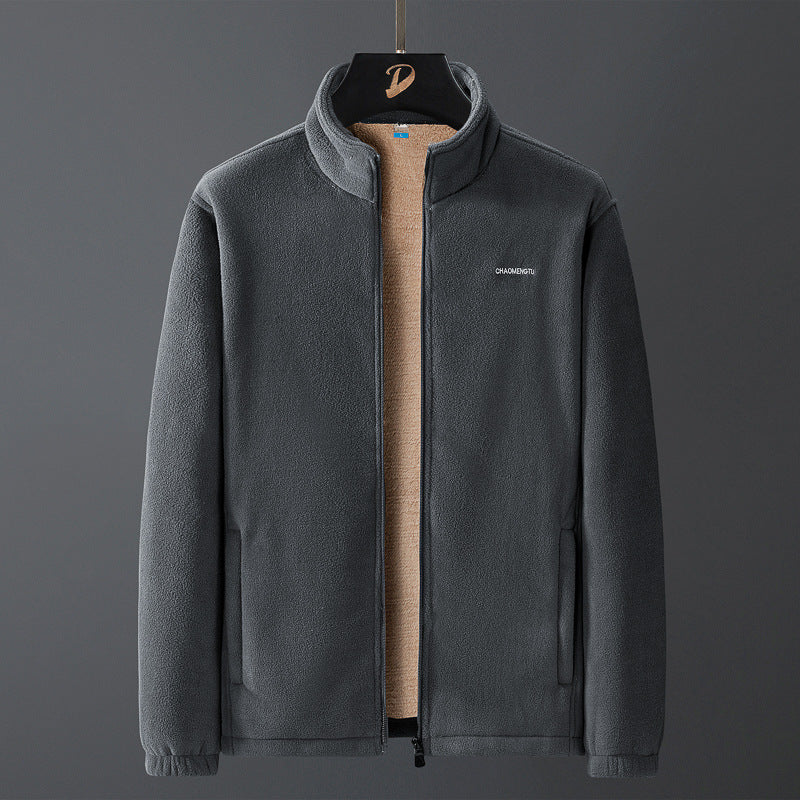 Herren Thermo-Fleecejacke mit Teddy-Innenfutter, verdecktem Reißverschluss und Stehkragen Nord Taschen