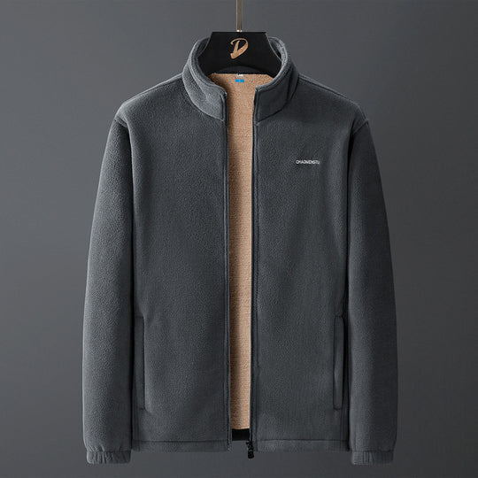 Herren Thermo-Fleecejacke mit Teddy-Innenfutter, verdecktem Reißverschluss und Stehkragen Nord Taschen
