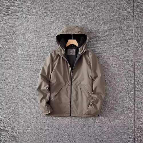 Herren Leichte wasserabweisende Kapuzenjacke im Parka-Stil mit Zweiwege-Reißverschluss und aufgesetzten Pattentaschen Nord Taschen