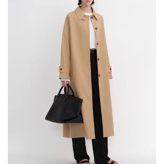 Damen Elegante lange Trenchcoat Nord Taschen