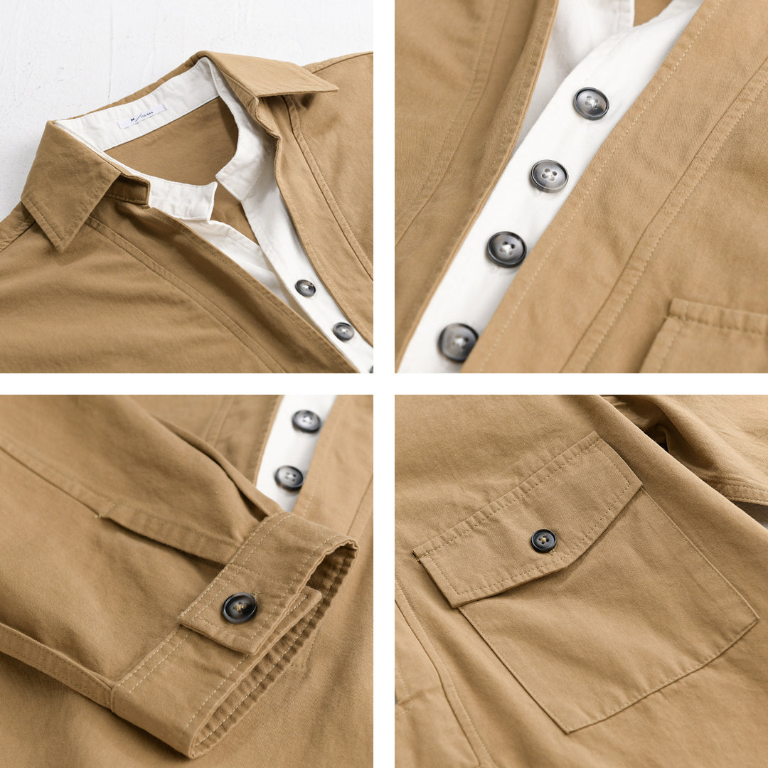 Herren Overshirt-Hemd mit halber Knopfleiste und aufgesetzter Brusttasche Nord Taschen