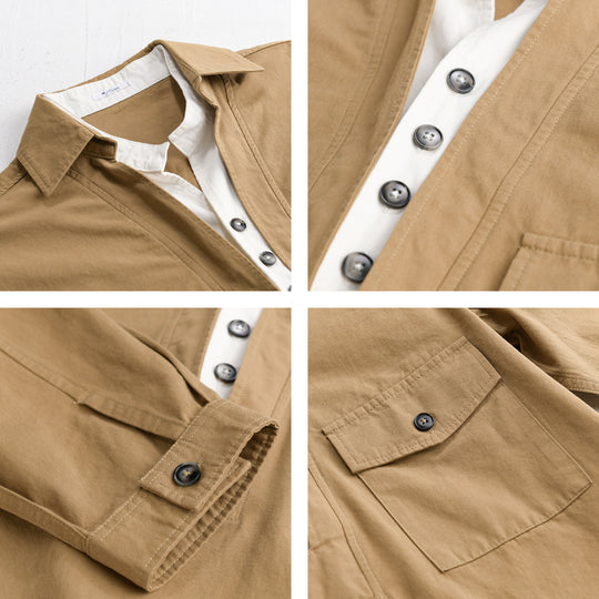 Herren Overshirt-Hemd mit halber Knopfleiste und aufgesetzter Brusttasche Nord Taschen