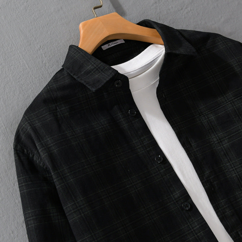 Herren Kariertes Hemdjacken-Overshirt aus leichtem Twill mit Brusttasche Nord Taschen